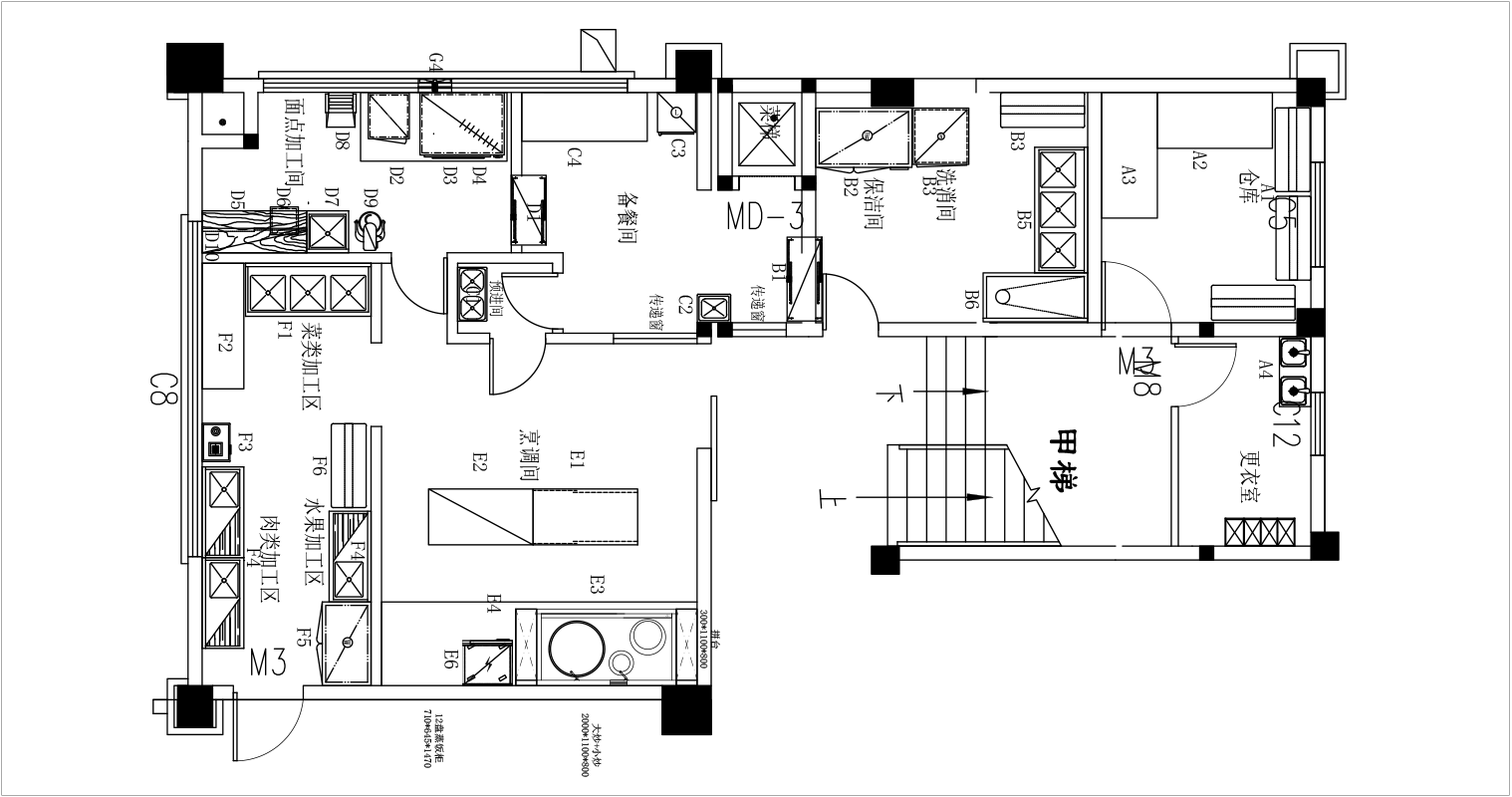 根据环保要求和水电接驳，对后厨合理规划